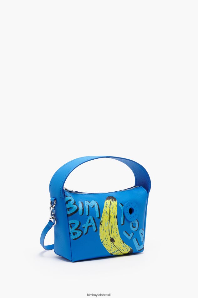 acessórios Bimba Y Lola bolsa hobo de couro byl com estampa de banana azul P28JFH56