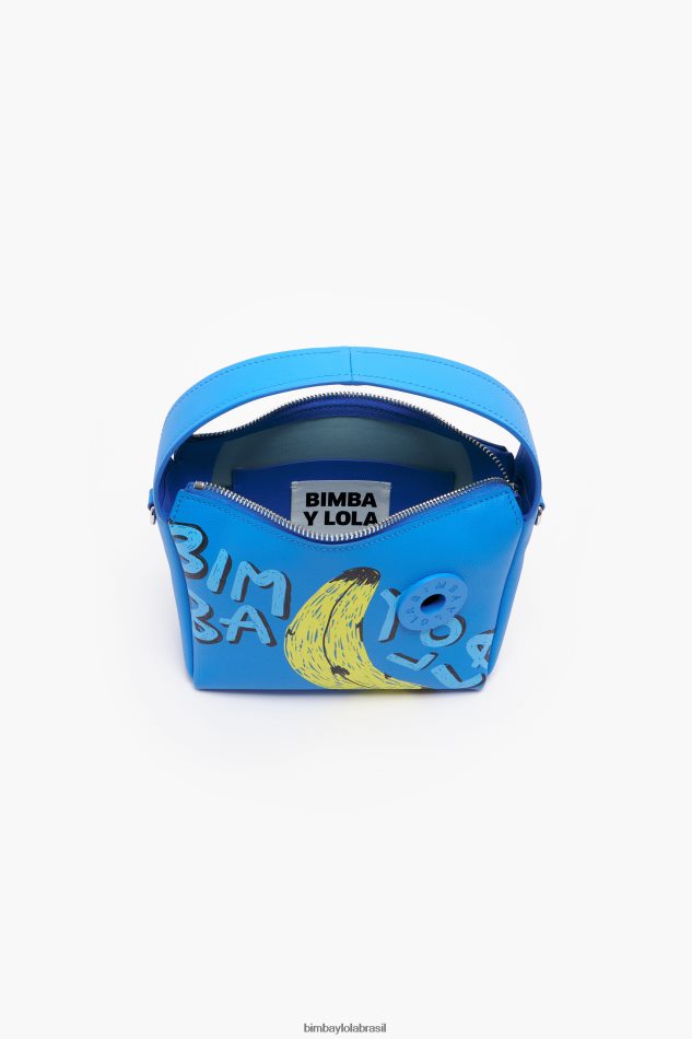 acessórios Bimba Y Lola bolsa hobo de couro byl com estampa de banana azul P28JFH56