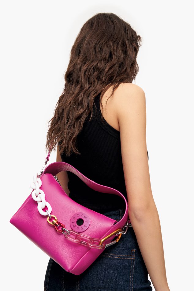 acessórios Bimba Y Lola bolsa hobo de couro fúcsia P28JFH58