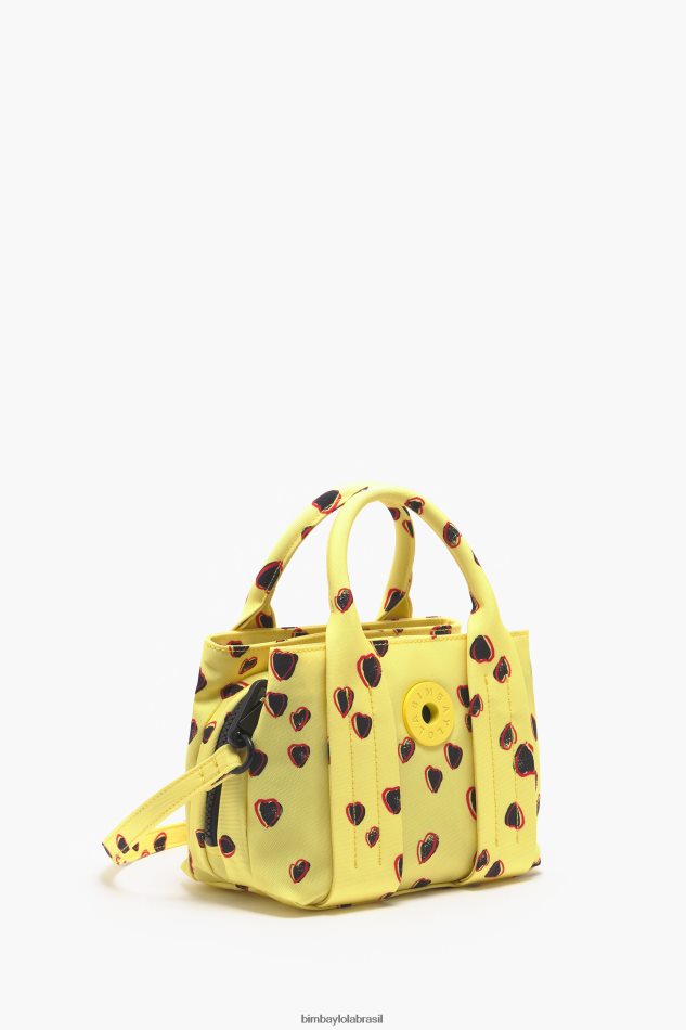 acessórios Bimba Y Lola bolsa pequena de náilon com estampa de corações amarelo P28JFH79