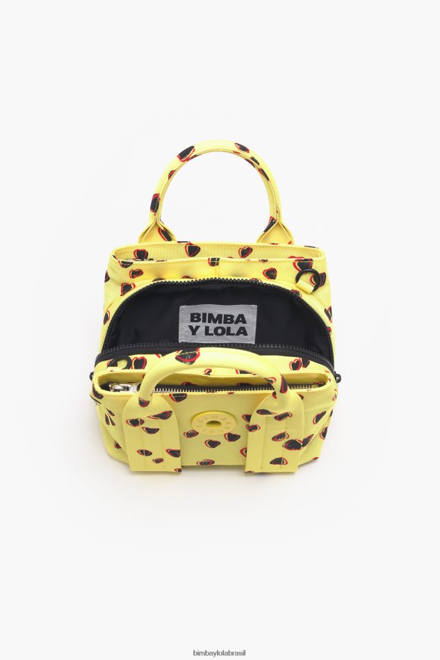 acessórios Bimba Y Lola bolsa pequena de náilon com estampa de corações amarelo P28JFH79