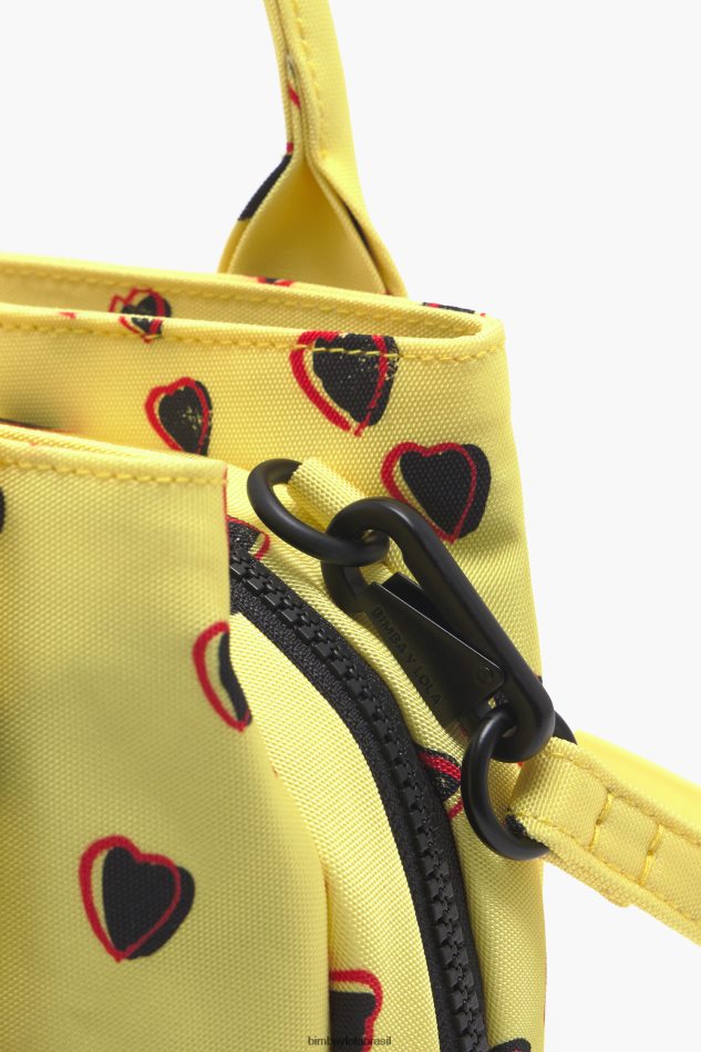 acessórios Bimba Y Lola bolsa pequena de náilon com estampa de corações amarelo P28JFH79