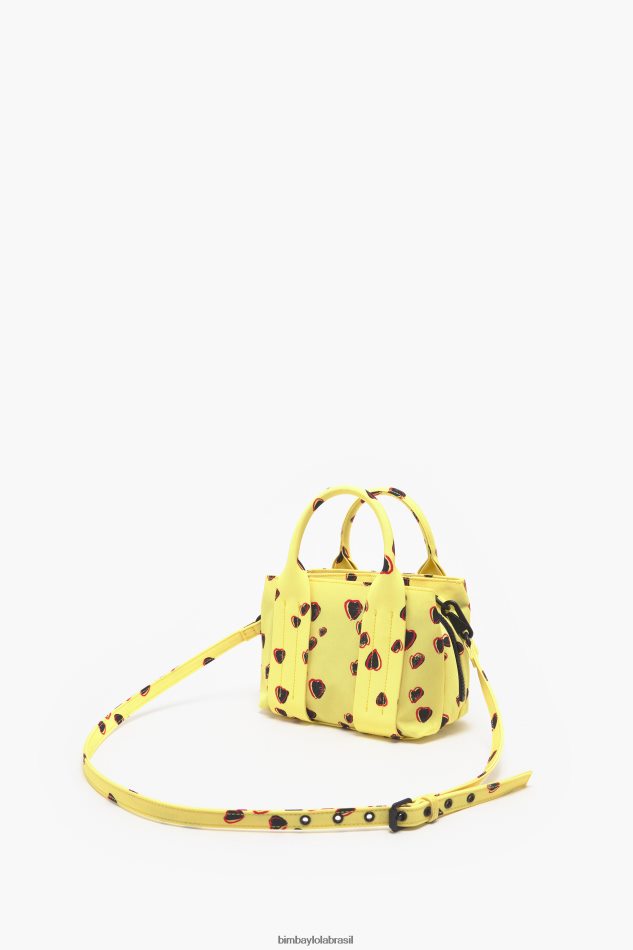 acessórios Bimba Y Lola bolsa pequena de náilon com estampa de corações amarelo P28JFH79