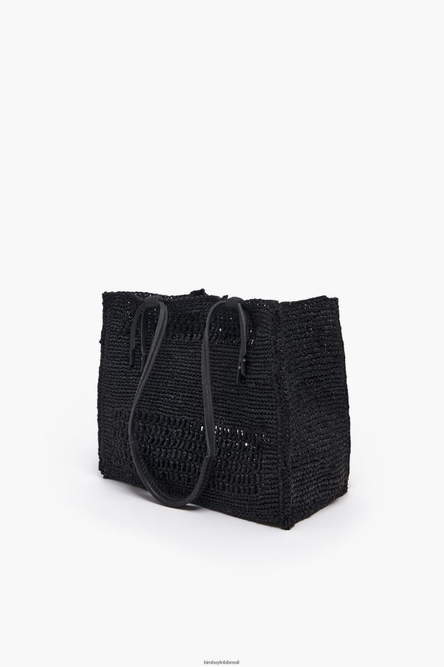 acessórios Bimba Y Lola bolsa de ráfia preto P28JFH115