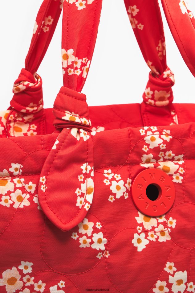 acessórios Bimba Y Lola saco de compras de nylon de flores acrílicas vermelho P28JFH133