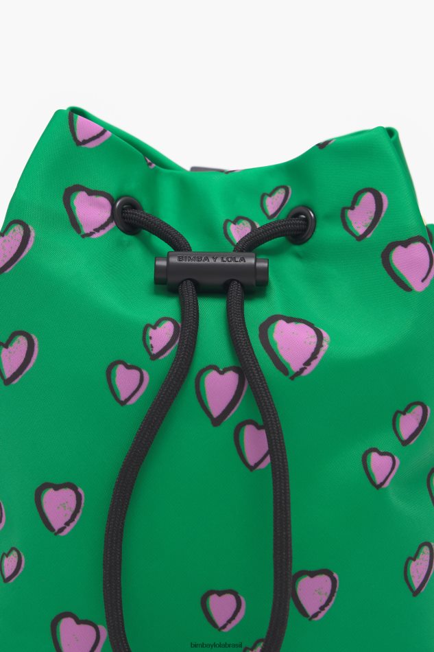 acessórios Bimba Y Lola mini bolsa balde pequena com estampa de corações verde P28JFH1085