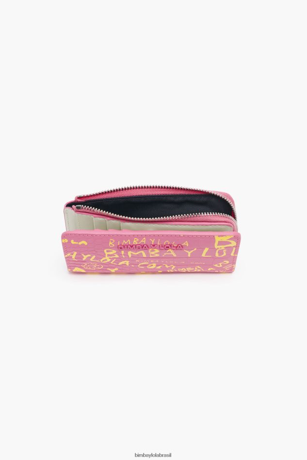 acessórios Bimba Y Lola bolsa com estampa de crocodilo rosa P28JFH1038