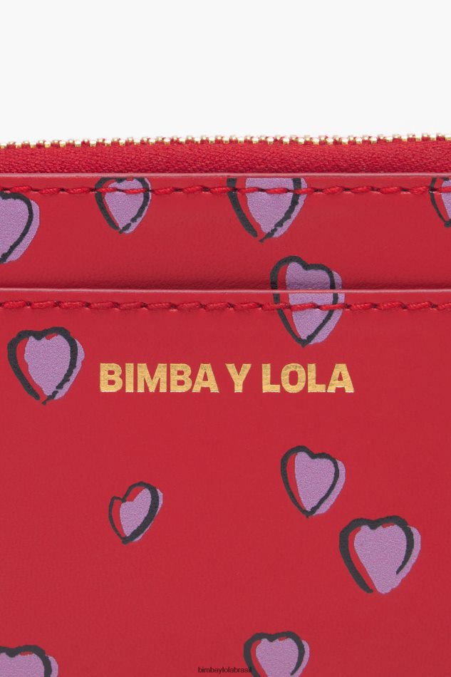 acessórios Bimba Y Lola bolsa de couro pequena corações vermelho P28JFH1012