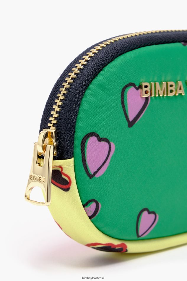 acessórios Bimba Y Lola porta moedas com estampa de corações verde oval P28JFH1027