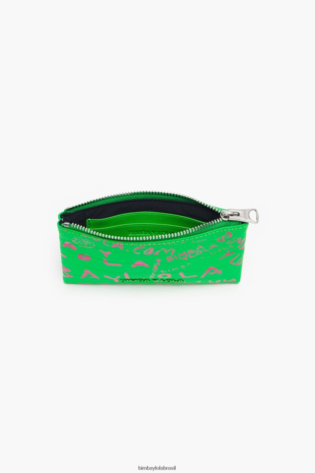 acessórios Bimba Y Lola porta-moedas retangular com estampa de crocodilo verde P28JFH1040