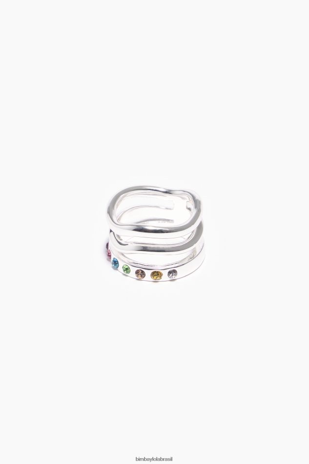 acessórios Bimba Y Lola anel de cristais de três bandas multicolorido P28JFH842
