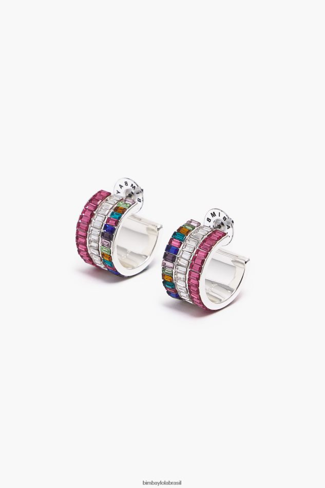 acessórios Bimba Y Lola brincos de argola de cristal multicolorido P28JFH747