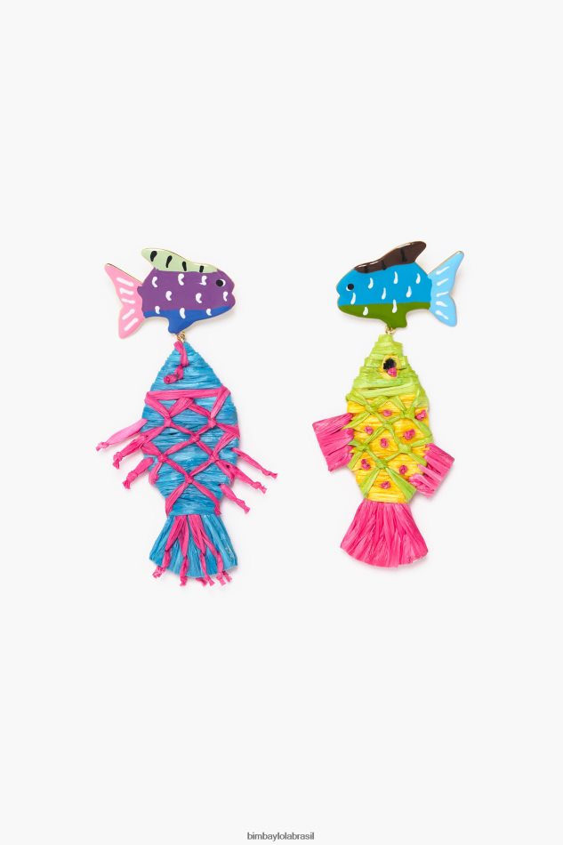 acessórios Bimba Y Lola brincos de peixe ráfia multicolorido P28JFH697