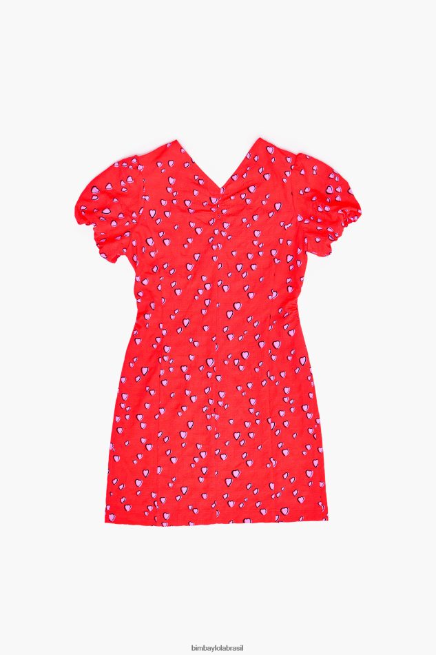 roupas Bimba Y Lola mini vestido estampado de corações vermelho P28JFH205