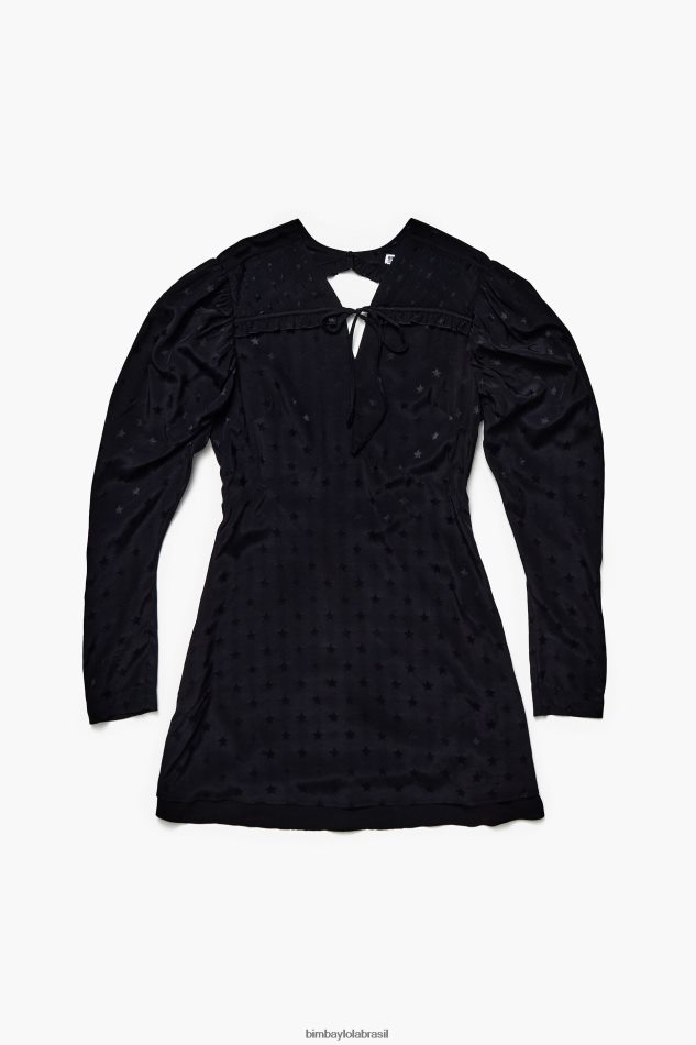 roupas Bimba Y Lola vestido curto jacquard fluido preto P28JFH199