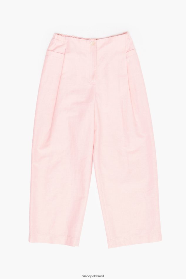 roupas Bimba Y Lola calças de linho claro rosa P28JFH395