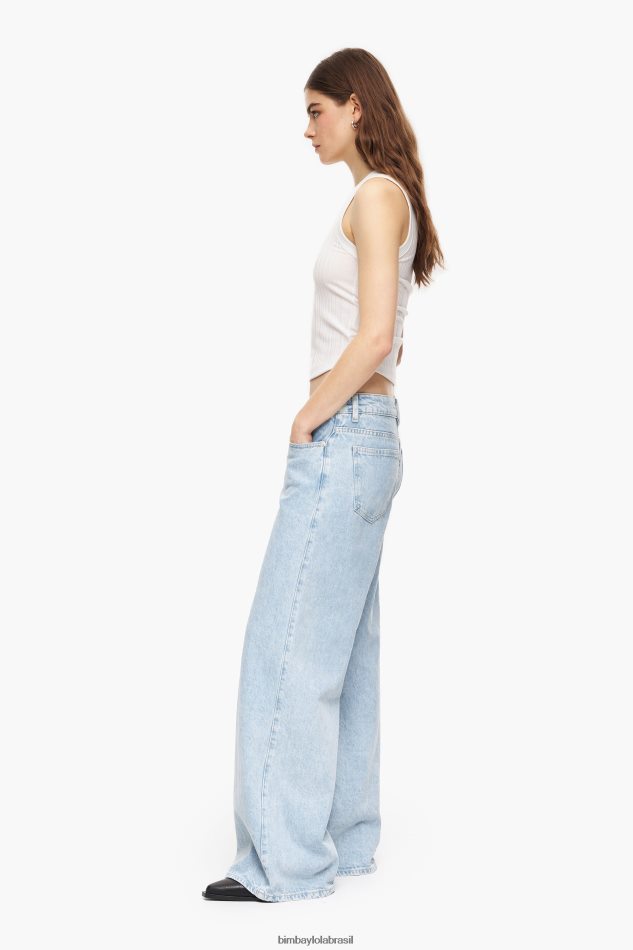 roupas Bimba Y Lola wide leg - jeans de perna larga azul P28JFH432