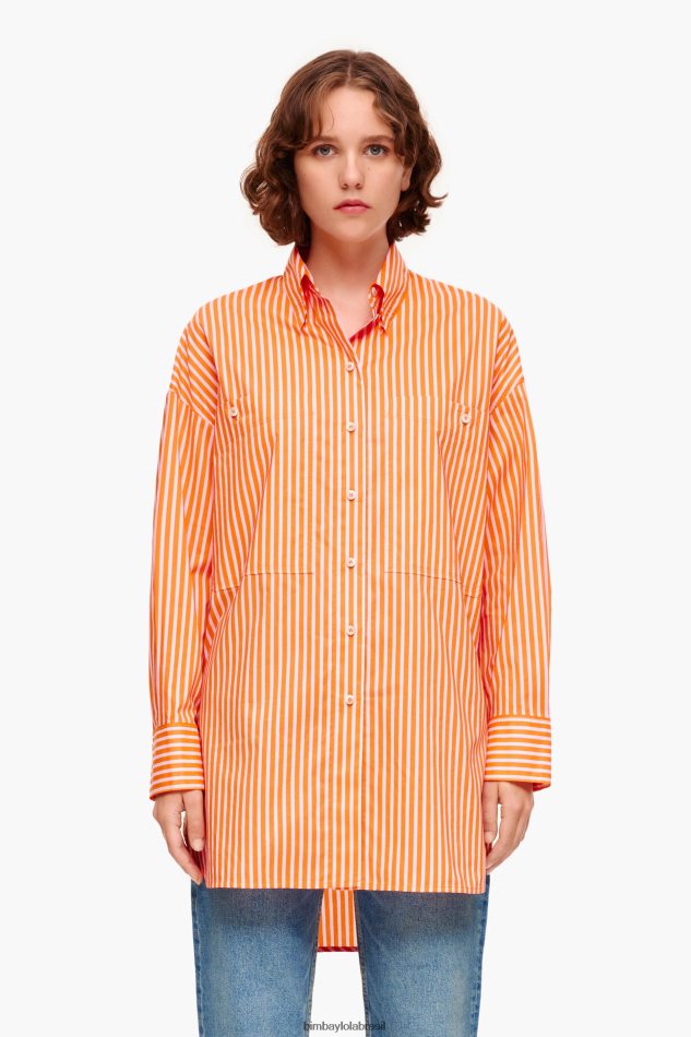 roupas Bimba Y Lola camisa listrada tamanho grande laranja P28JFH334