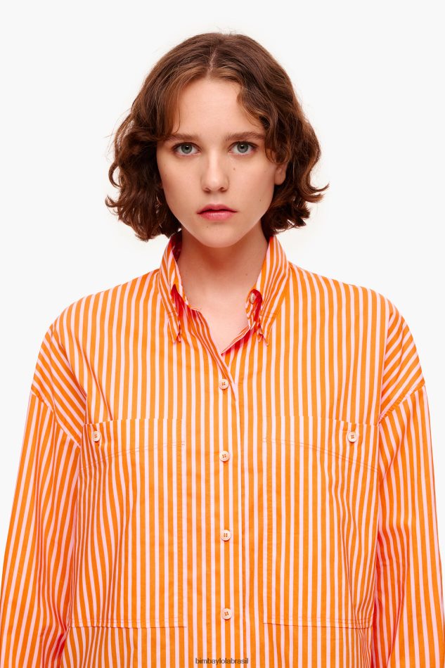 roupas Bimba Y Lola camisa listrada tamanho grande laranja P28JFH334