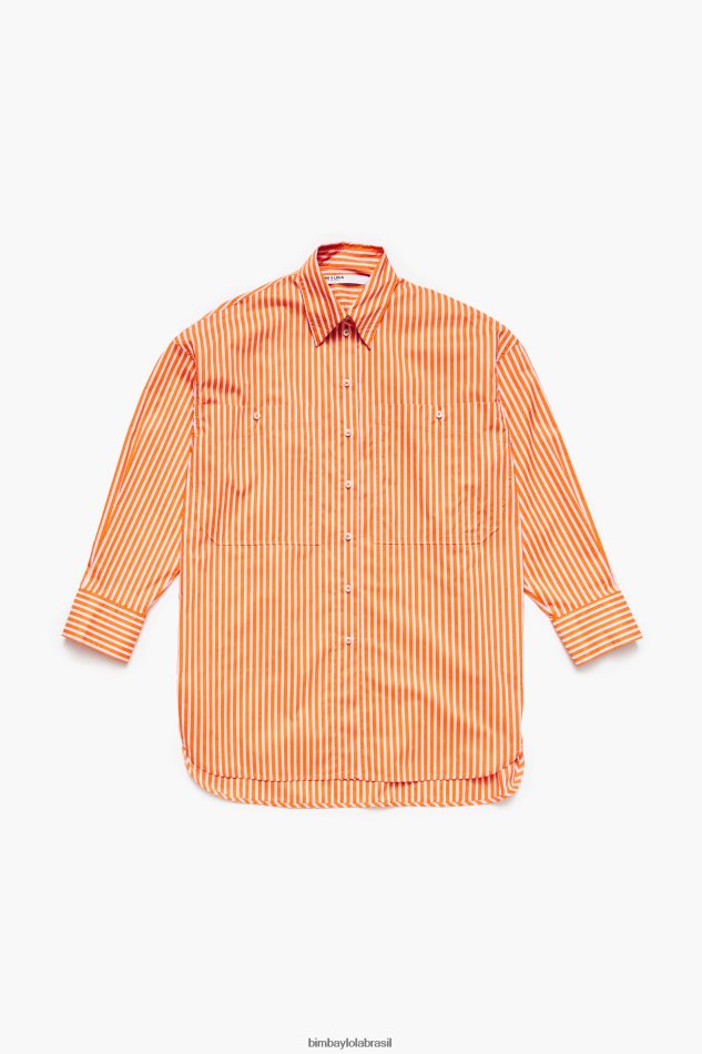 roupas Bimba Y Lola camisa listrada tamanho grande laranja P28JFH334