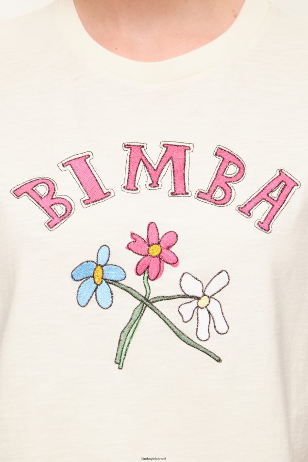 roupas Bimba Y Lola camiseta com logo floral cru P28JFH275