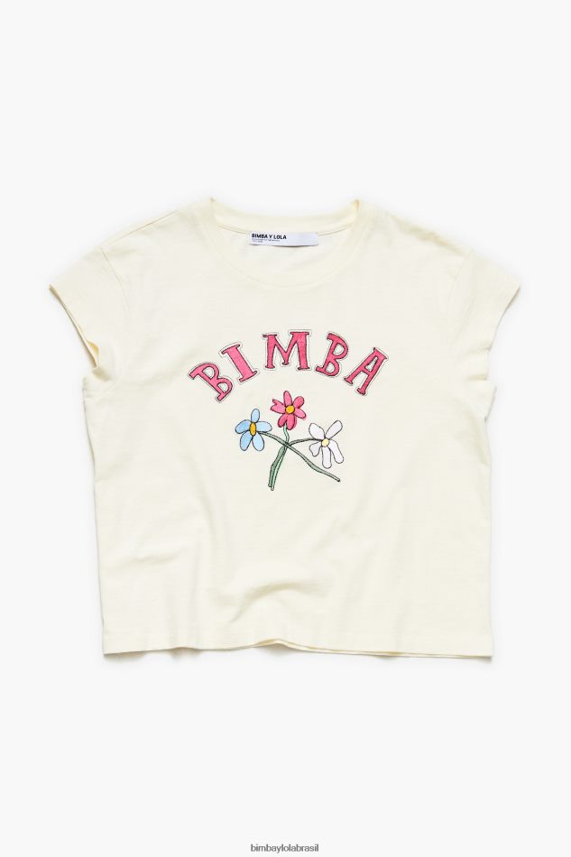 roupas Bimba Y Lola camiseta com logo floral cru P28JFH275