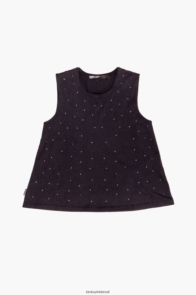 roupas Bimba Y Lola camiseta com pedras multicoloridas preto P28JFH297