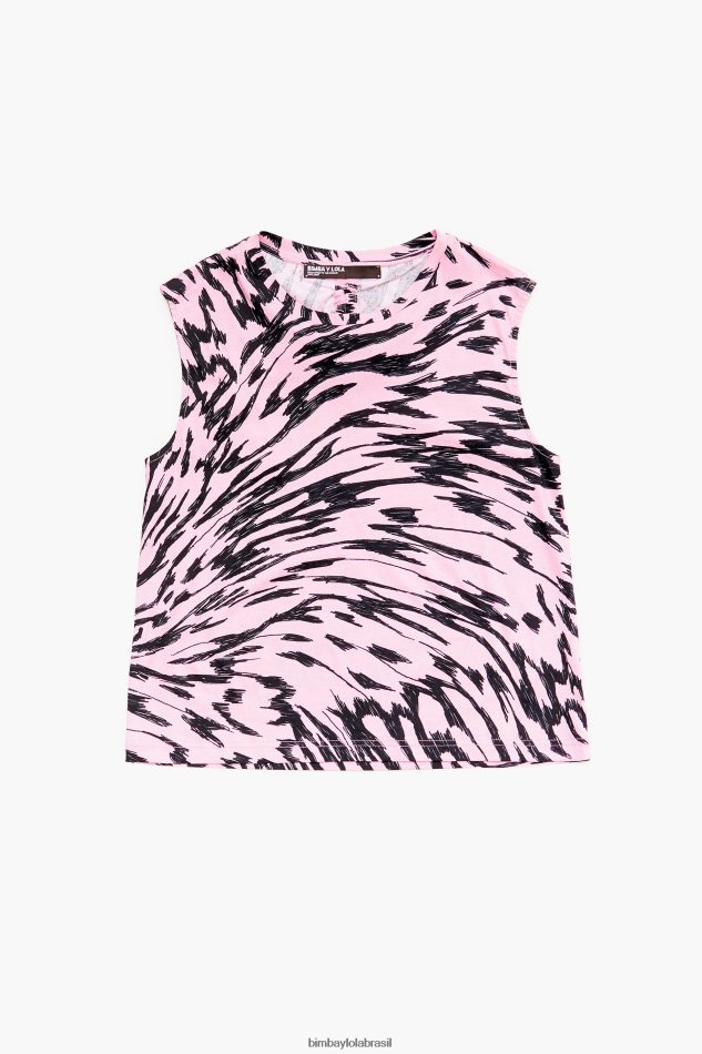 roupas Bimba Y Lola camiseta de algodão bicolor asa de borboleta rosa P28JFH299