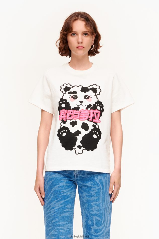 roupas Bimba Y Lola camiseta urso panda branco P28JFH279