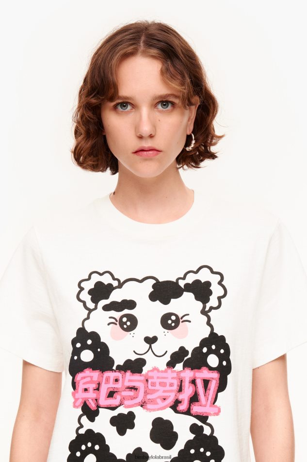 roupas Bimba Y Lola camiseta urso panda branco P28JFH279