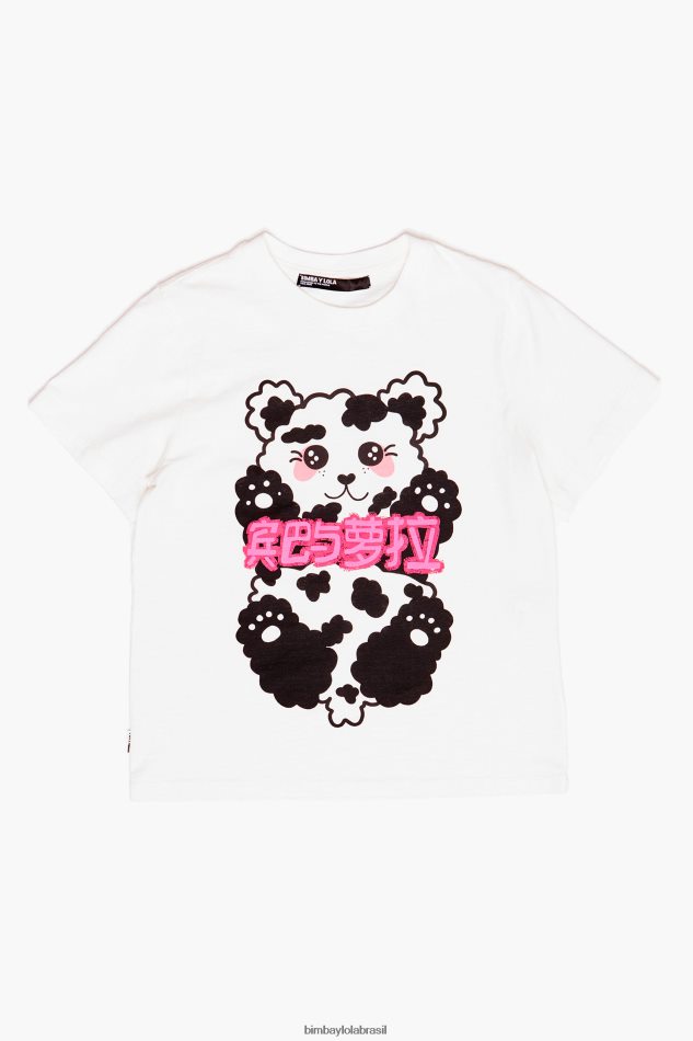 roupas Bimba Y Lola camiseta urso panda branco P28JFH279