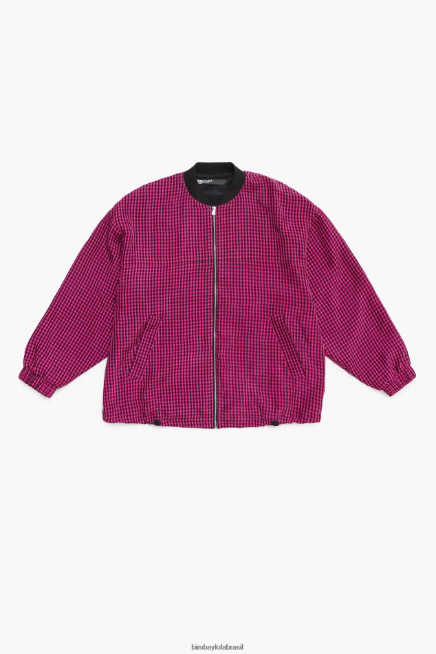 roupas Bimba Y Lola jaqueta bomber cupro guingão fúcsia P28JFH471