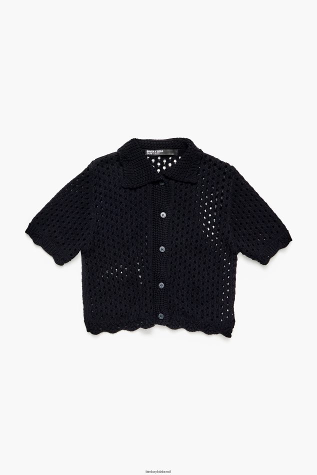 roupas Bimba Y Lola casaquinho de crochê preto P28JFH359