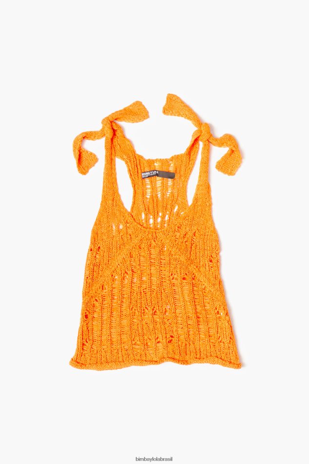 roupas Bimba Y Lola top de crochê laranja P28JFH263