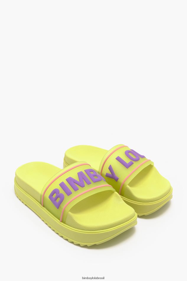 footwewar Bimba Y Lola flip-flop de plataforma de logotipo amarelo P28JFH589